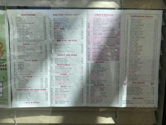 Menu posted in window 10/27/23