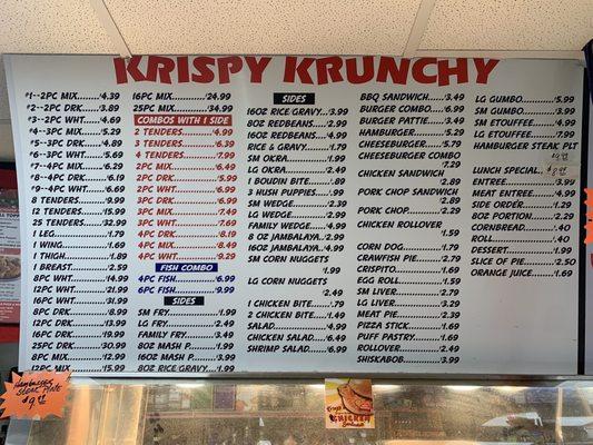 Krispy Krunchy Menu