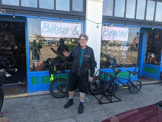 Owner Scott Lee in front of bikes and beyond