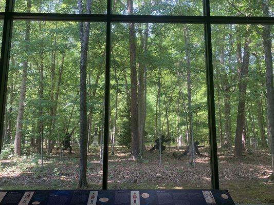 A view of the battleground from inside the Visitor Center. You can walk tout onto the grounds.