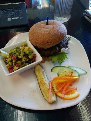 Fanciest veggie burger with avocado