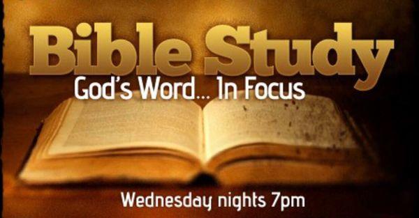 Bible study every Wednesday at 7pm