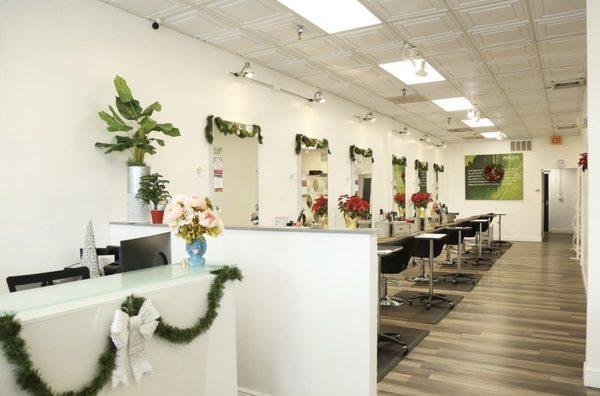 Reception desk and stylist floor.