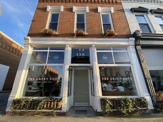 Our quaint, chic salon store front on Main!