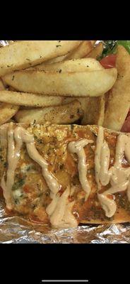 Cajun salmon & steak cut fries