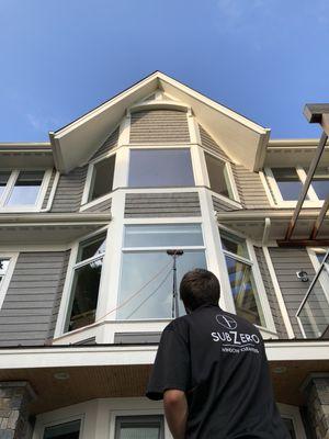 Window cleaning on lake Minnetonka