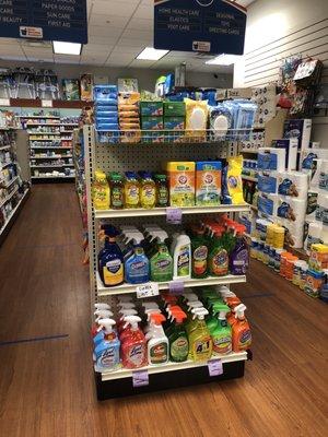 Full stock of cleaning supplies and bleach