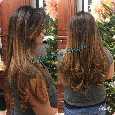 Coffee Balayage with long layers