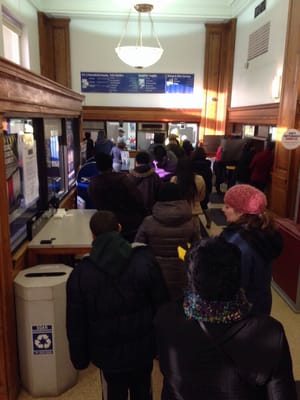 This is not any holiday. This is the line on any given day at this post office. It's the worst post office I've ever seen.