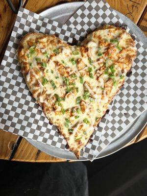 Heart shaped pizza for Valentines Day 2023