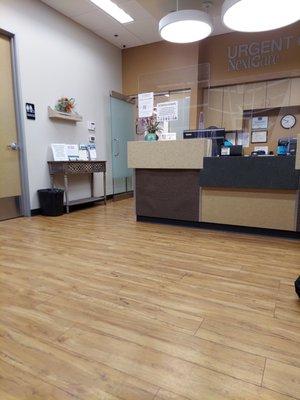 Front Desk and waiting area. Small clinic.