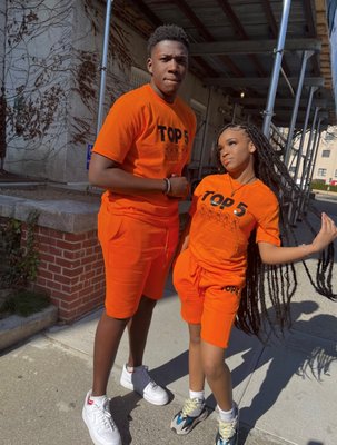 Unisex Top 5 Short Set in Orange