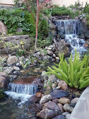 Backyard cascading waterfalls