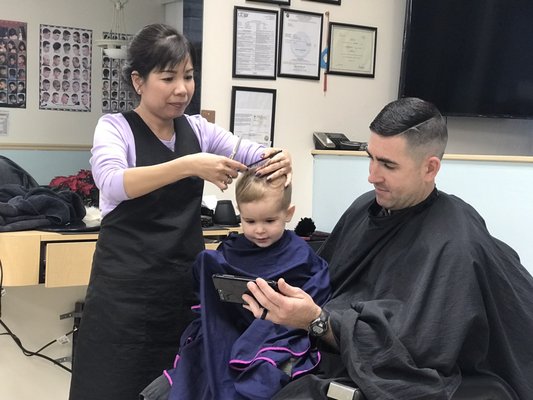 She is the only barber who knows how to cut my husband's hair the way he likes it.