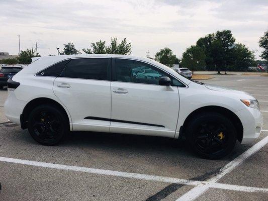 Rims, calipers, and trim painted along with a custom lift kit.