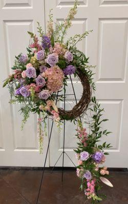 Beautiful fresh floral wreath arrangement