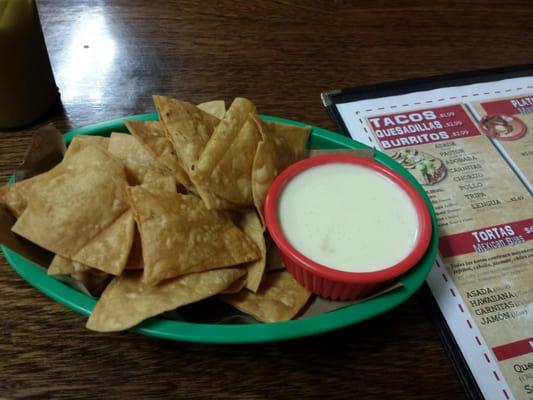 Cheese dip as an appetizer.