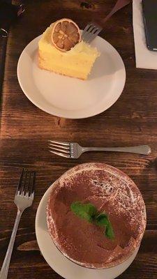 Home made vegan chocolate dessert and lemon cake amazing