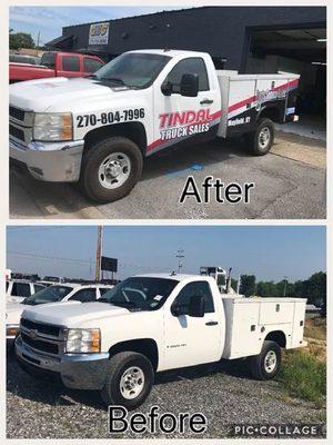 Before and After of a business truck we did