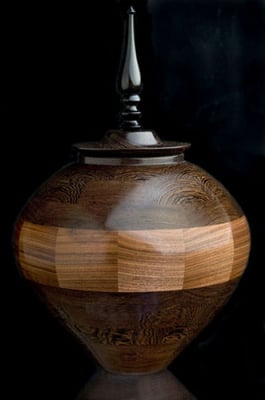 Dark wood cremation urn for ashes made by Great American Urn Company 864-630-0054