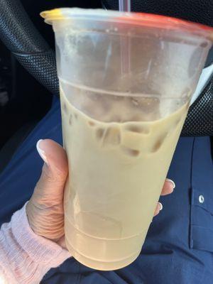 $4.95 iced coffee with cream. She asked me if I wanted boba. Nice size but a little steep.