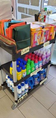 Detergents and other supplies for sale