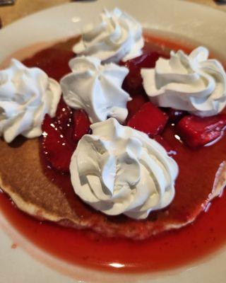 Pancakes with strawberry topping