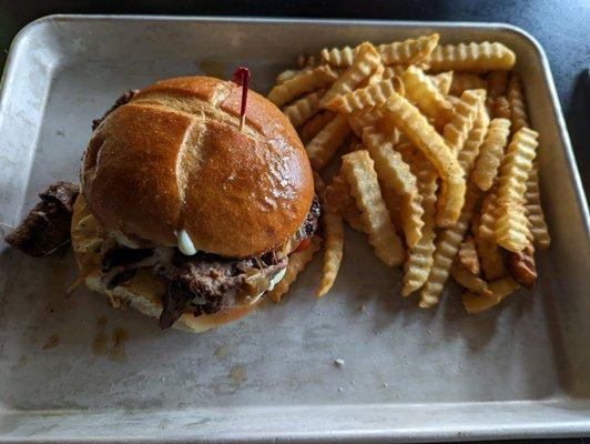 Steak Pub Sandwich with caramelized onions.