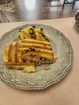 Chicken Bacon Ranch Panini with  Pasta Salad