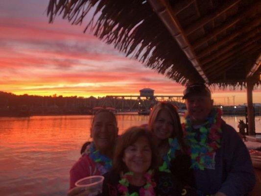 Sunset cruise in June aboard the Tiki Bar boat!