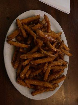 The sweet potato fries are done to perfection. So enjoyable, you will eat them all up but don't worry their is so many you can even share.