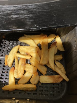 Large order of steak fries fills half of a small air fryer