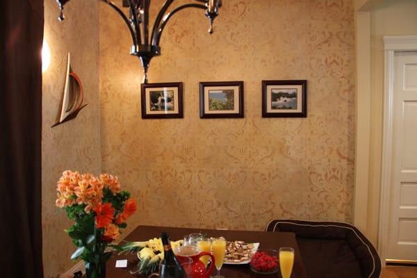 Painted stenciled dining room