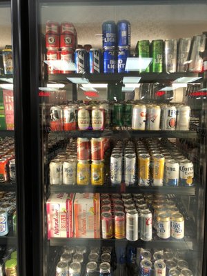 Cooler with beer selection-including an Orioles Budweiser can.