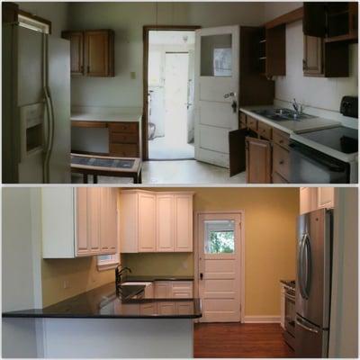 This is a small glimpse of the before and after of the amazing kitchen remodel!