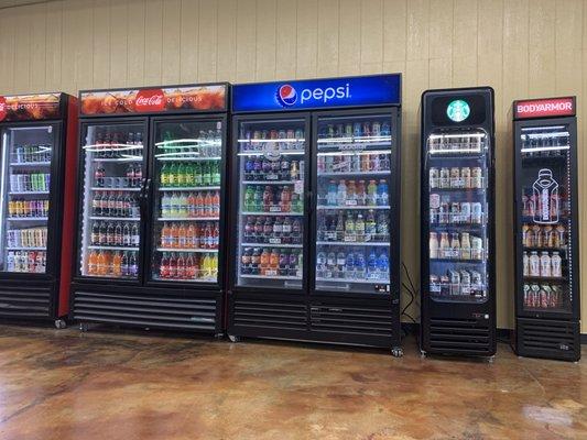 Pepsi and Coca-Cola beverages: energy drinks, sodas, coffee, waters, etc.