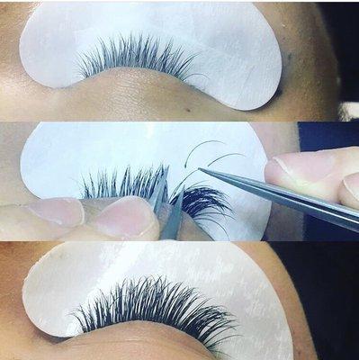 Lash Extensions being applied by Beautif-EYE's amazing, licensed, technicians.