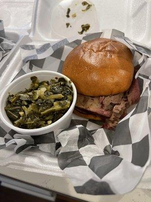 Prime Brisket Sandwich with Collards