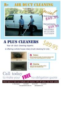 Air Duct and Carpet Cleaning Specials ONLY $89.95