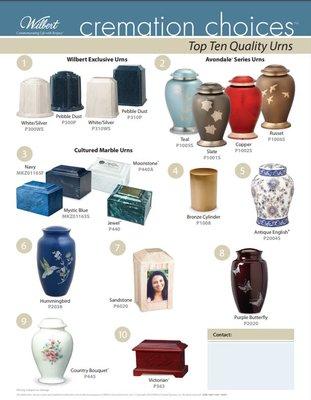 www.302funerals.com can help you select a beautiful, tasteful urn that fits your family.