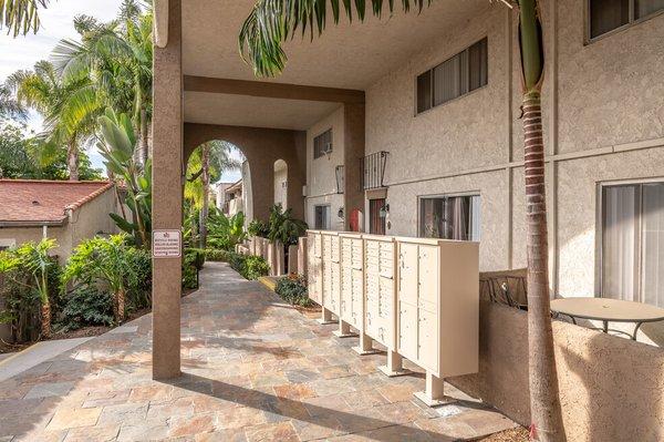 Each unit is assigned a personal mailbox, located just a brief stroll away through the lush tropical landscape.