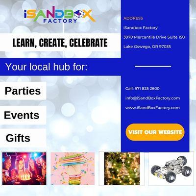 iSandbox Factory is Lake Oswego's newest children's party and fun activity center for whole family. We are proud to be part of the community