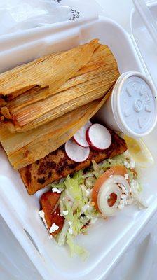 Chicken tamale , pork tamale , quesa birria , enchilada asada