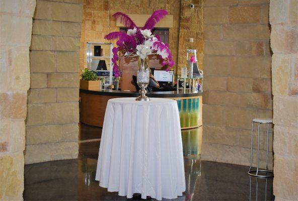 Welcome table in tower at Nature & Retreat Center.