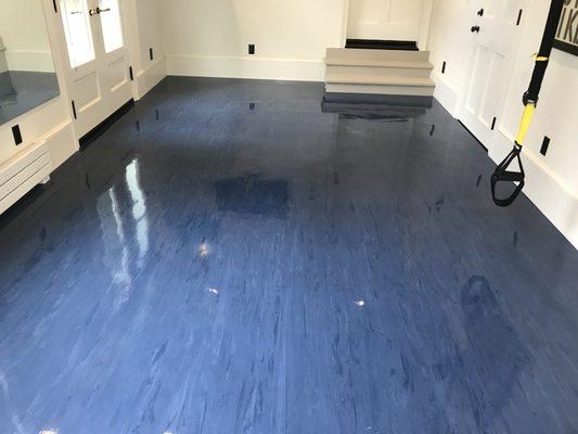 Mondo Flooring After Scrubbing and Rinsing