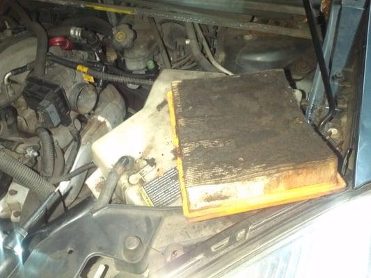 Maintenance is very important on your vehicle.This will prevent expensive repairs down the road
Dirty air filter never changed