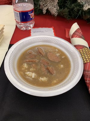 7th Annual Christmas party. Catered gumbo. }:{