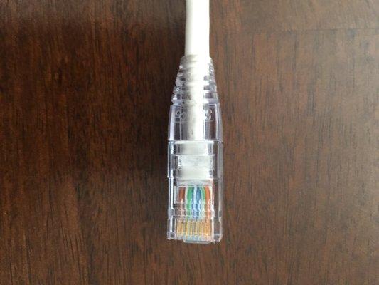 Cat 5e Modular Plug termination. B pattern sequence.