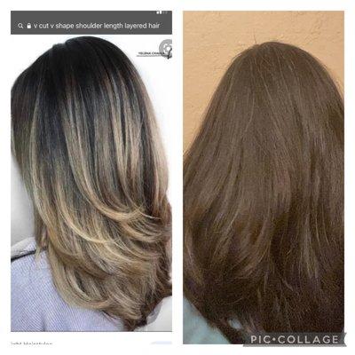 Left is what I asked for and right is what I got. I've been to many salons and have been able to get the style I want until today