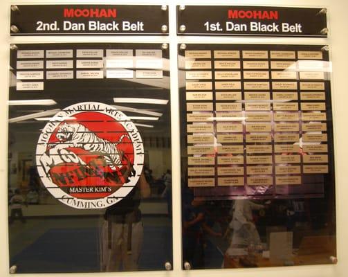 The list of Black Belts from our school.